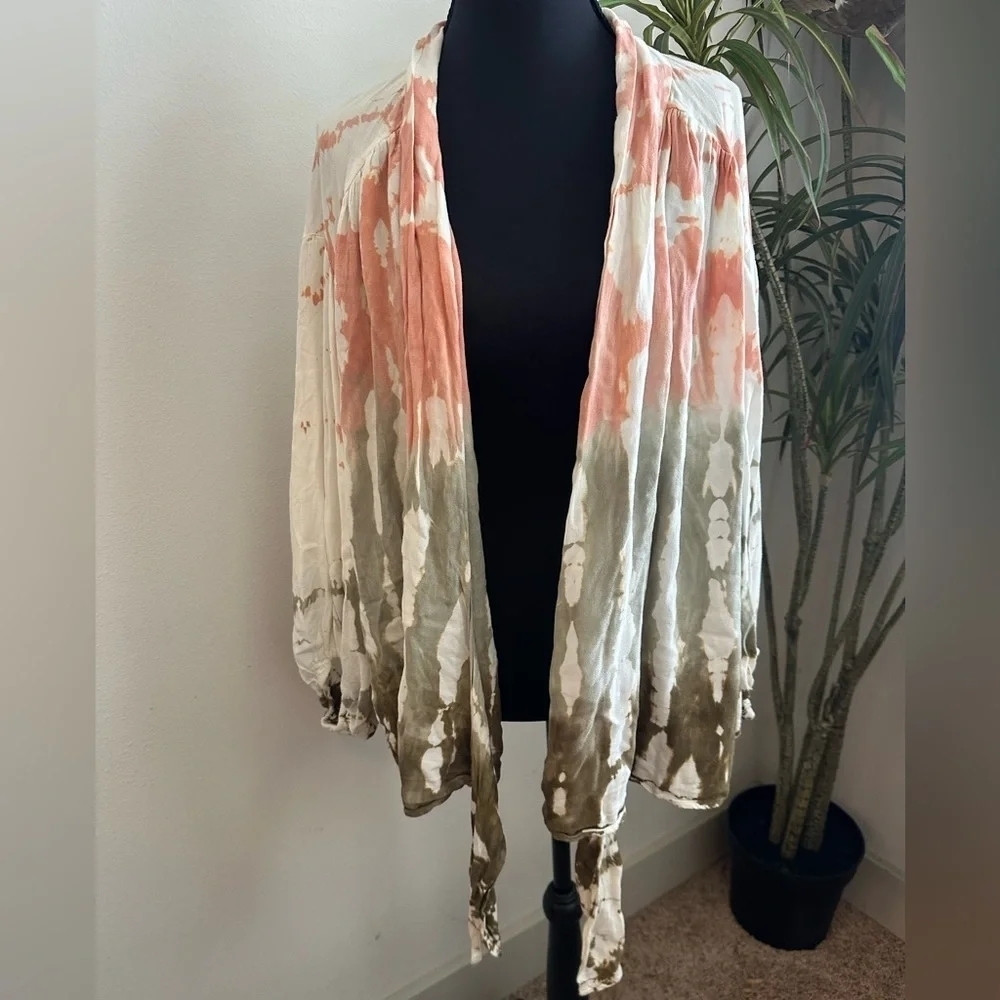 Young Fabulous & Broke Tie-Dye Jacket in Coral and Olive - Picture 3 of 5